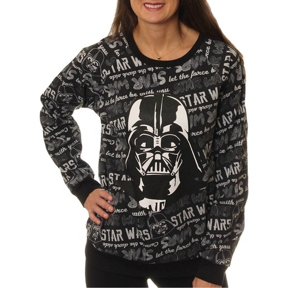 Star Wars Darth Vader Graphic Print Junior‎ Sweatshirt Pullover Black XL NWOT - Picture 1 of 8